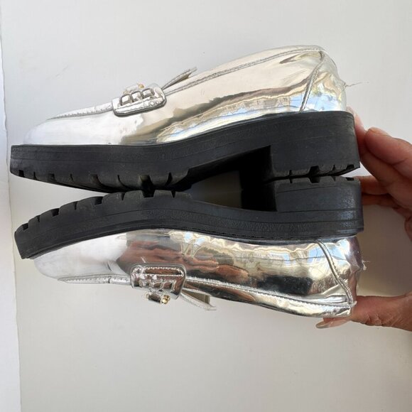 Sam Edelman Kids' Teo Platform Silver Metallic Loafer Lug Girls Size 13 - Picture 10 of 11